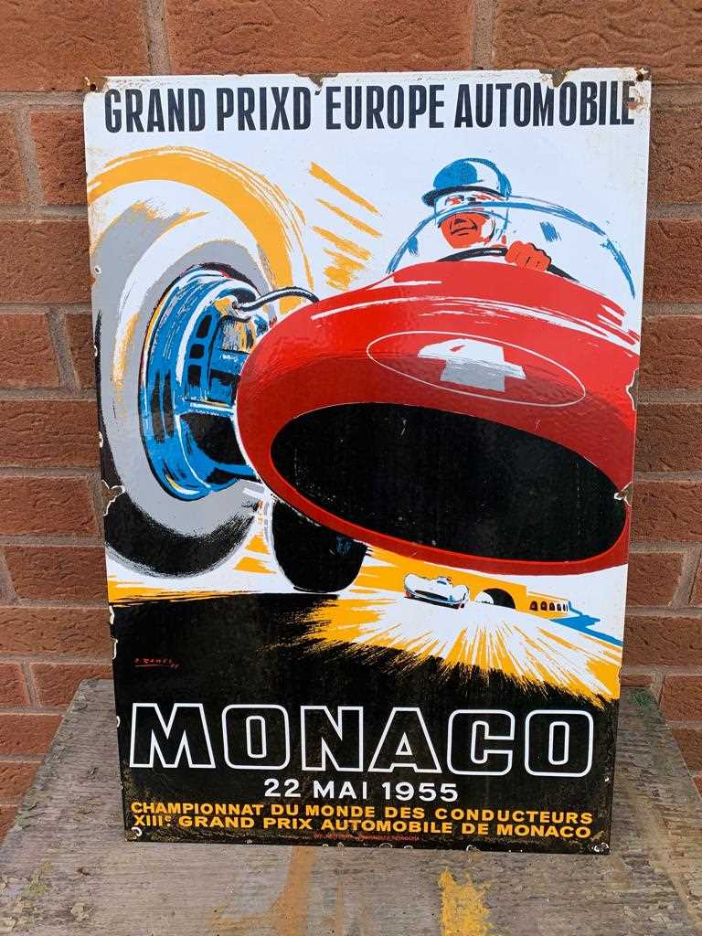 Lot 207 - MONACO 1955 ENAMEL SIGN