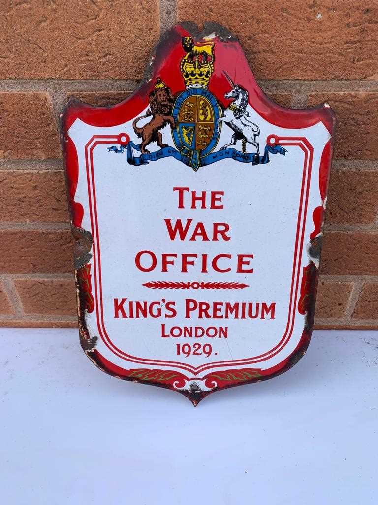 Lot 275 - THE WAR OFFICE 1929 ENAMEL SIGN