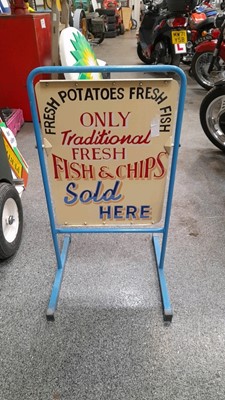 Lot 125 - SMALL DOUBLE SIDED FISH AND CHIP ADVERTISING BOARD