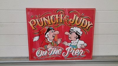 Lot 138 - PUNCH & JUDY ON THE PIER PAINTED ON WOOD