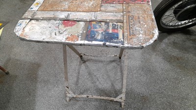 Lot 163 - FOLDING TABLE WITH SIGNS ON TOP