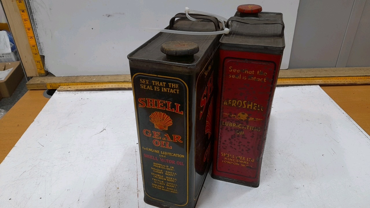 Lot 5 - 2X SHELL OIL TINS, AEROSHELL LUBRICATING AND