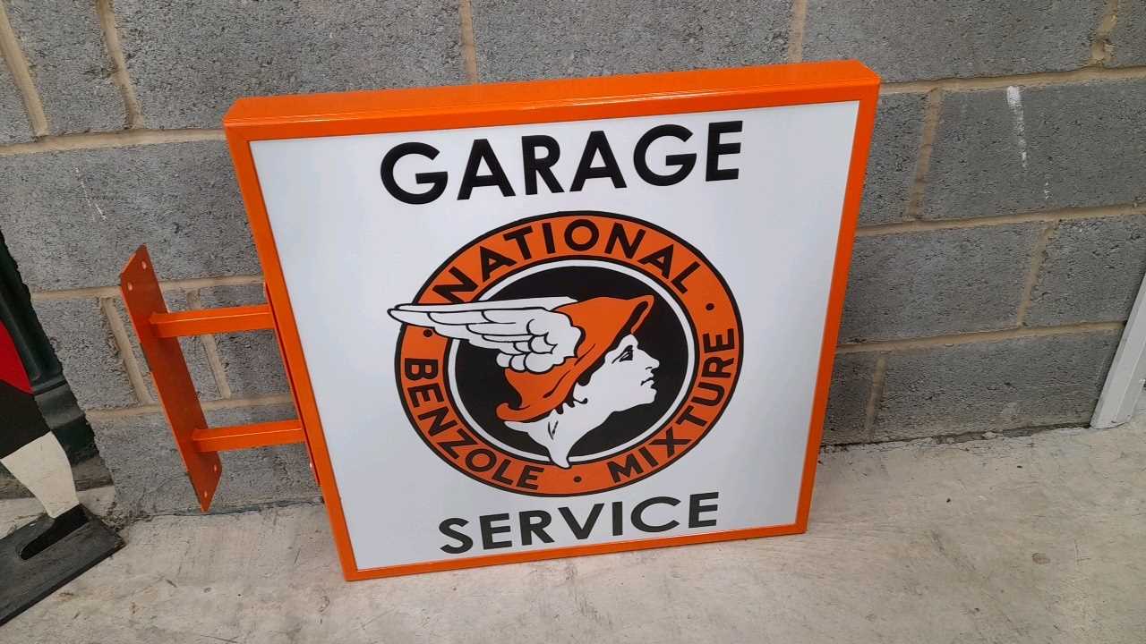 Lot 295 - NATIONAL BENZOLE GARAGE SERVICE SIGN DOUBLE SIDED