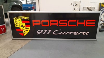 Lot 495 - PORSCHE 911 CARRERA YELLOW SHIELD  LIGHT UP SIGN