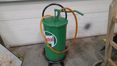 Lot 539 - 55 LITRE OIL DISPENCER CAST TROLLEY