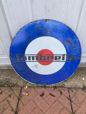 Lot 515 - LAMBRETTA ROUND ENAMEL SIGN