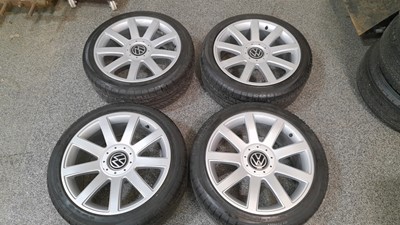 Lot 619 - 4X VW/AUDI ALLOY WHEELS & TYRES REFURBISHED