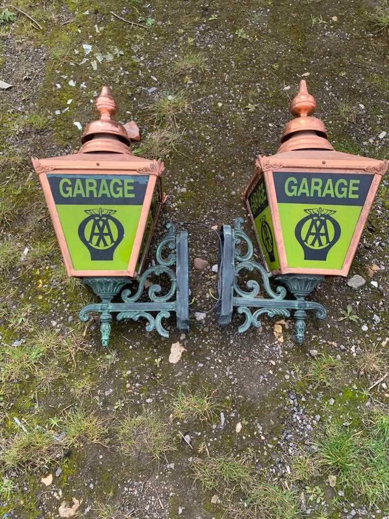 Lot 583 - PAIR OF AA GARAGE LAMPS COPPER TOPS