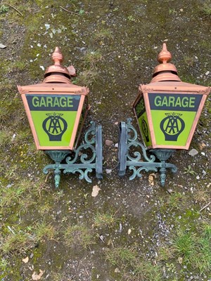 Lot 583 - PAIR OF AA GARAGE LAMPS COPPER TOPS