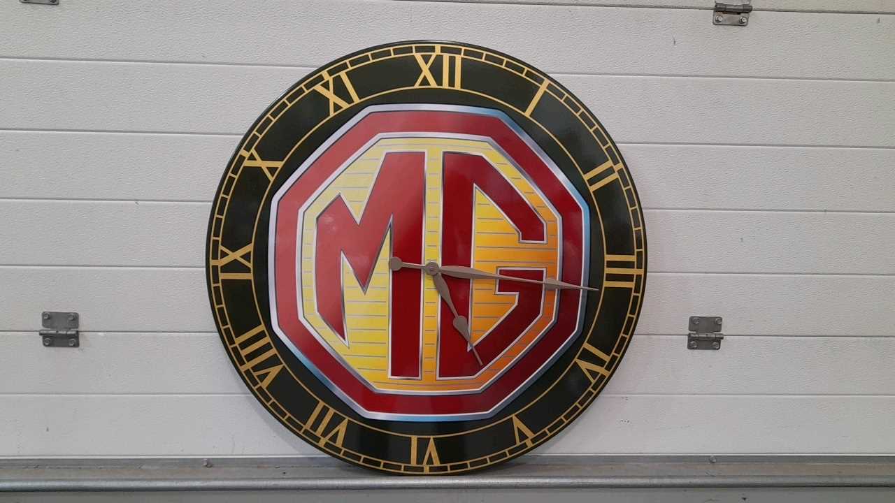 Lot 17 - MG CLOCK HAND MADE ON 18MM MDF , 32