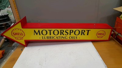 Lot 607 - SHELL MOTOR SPORT LUBRICATING OILS DOUBLE SIDED ARROW