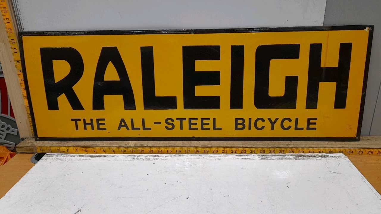 Old Raleigh Sign Lot 239 - RALEIGH ENAMEL SIGN