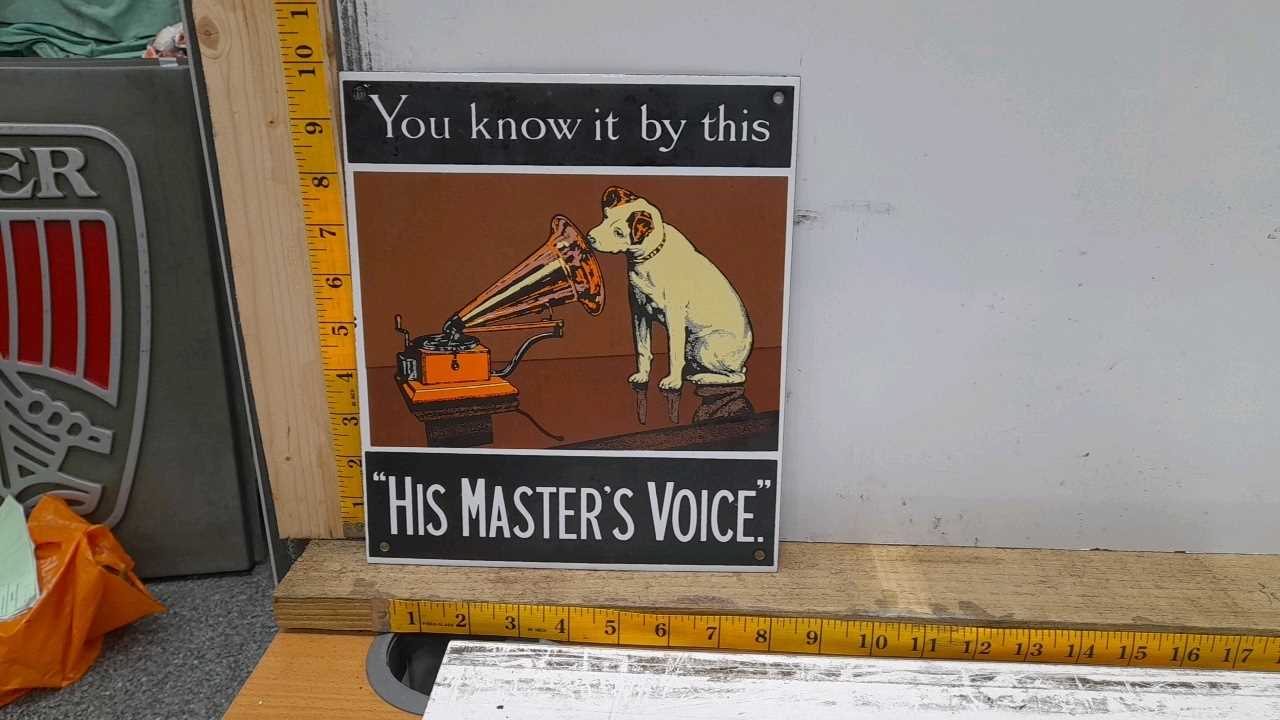 Lot 259 - HIS MASTERS VOICE ENAMEL REPRODUCTION   SIGN