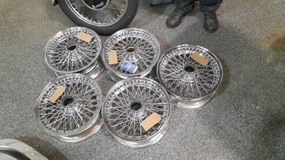 Lot 415 - AUSTIN HEALEY CHROME WIRE WHEELS 5.5" X 15" SET OF 5