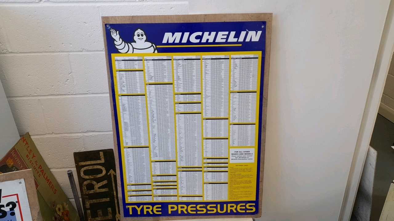 Lot 663 - MICHELIN TYRE PRESSURE SIGN