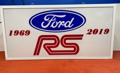 Lot 207 - FORD RS 50th ANNIVERSARY ILLUMINATED LIGHT BOX 47" X 24"