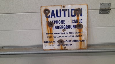 Lot 291 - CAUTION TELEPHONE CABLES SIGN