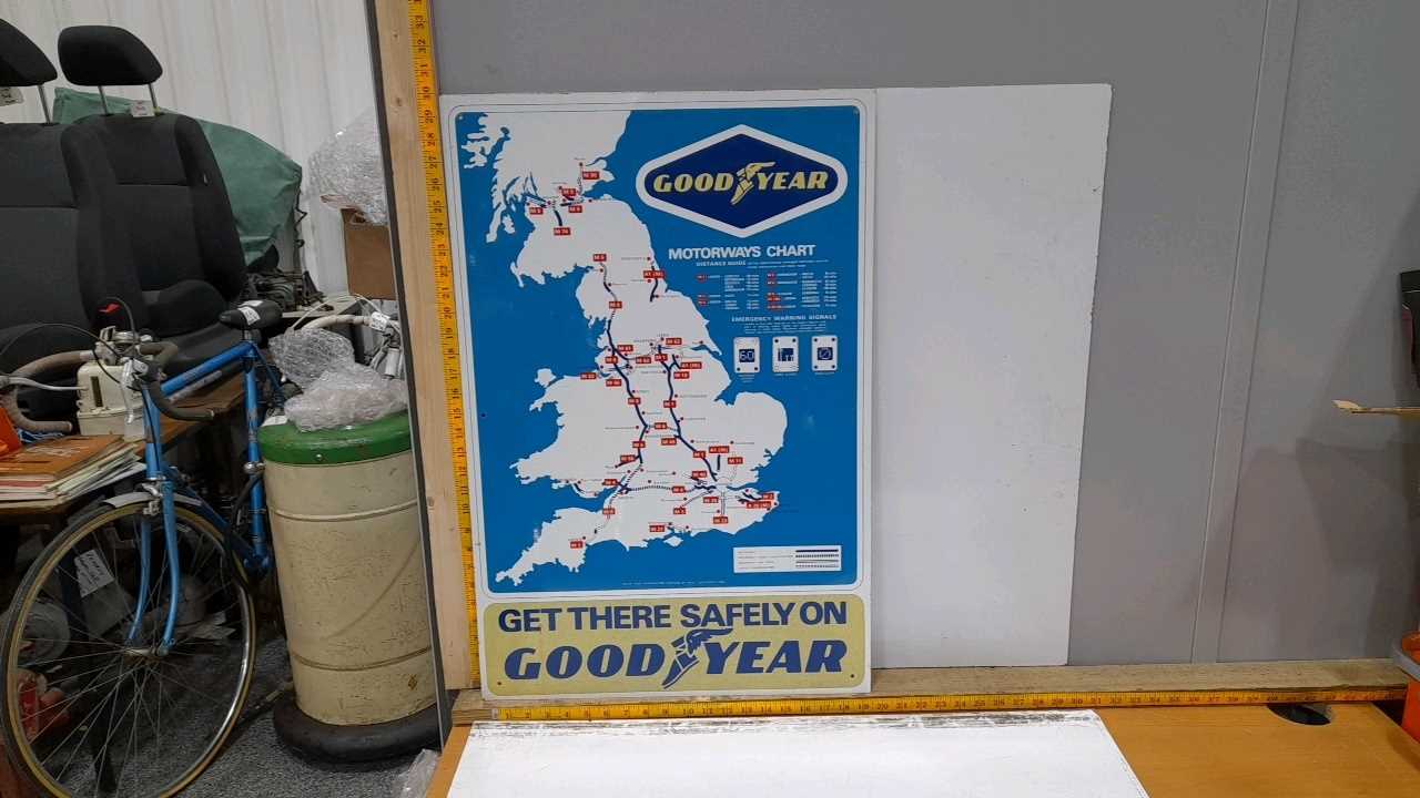 Lot 415 - METAL GOODYEAR MOTORWAY MILEAGE CHART