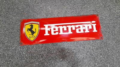 Lot 483 - SMALL ENAMEL FERRARI SIGN 24" X 8"