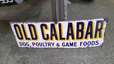 Lot 491 - OLD CALABAR GAME FOODS ENAMEL SIGN  37" X 12"