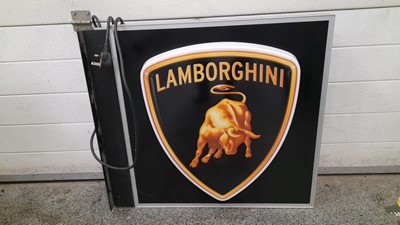 Lot 579 - LAMBORGHINI HANGING LIGHT UP DOUBLE SIDED SIGN