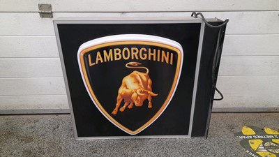 Lot 579 - LAMBORGHINI HANGING LIGHT UP DOUBLE SIDED SIGN