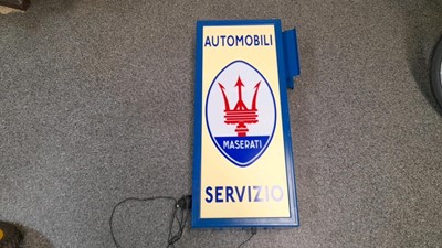 Lot 583 - MASERATI AUTOMOBILI SERVIZIO HANGING DOUBLE SIDED LIGHT UP SIGN