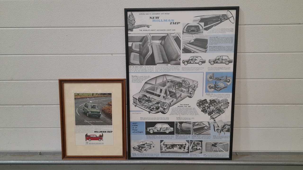 Lot 499 - FRMED EARLY HILMAN IMPBROCHURE + FRAMED HILMAN IMP ADVERT