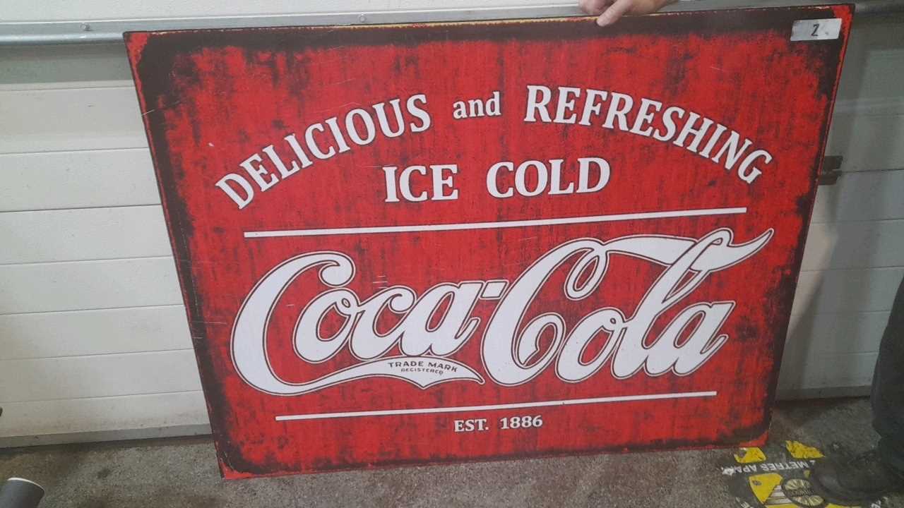 Lot 25 - LARGE COCA COLA METAL REPRO SIGN 51