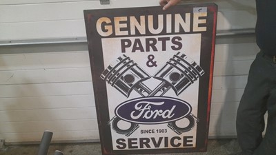 Lot 33 - LARGE GENUINE AUTHORIZED FORD GARAGE SIGN METAL REPRO  35" X 47"