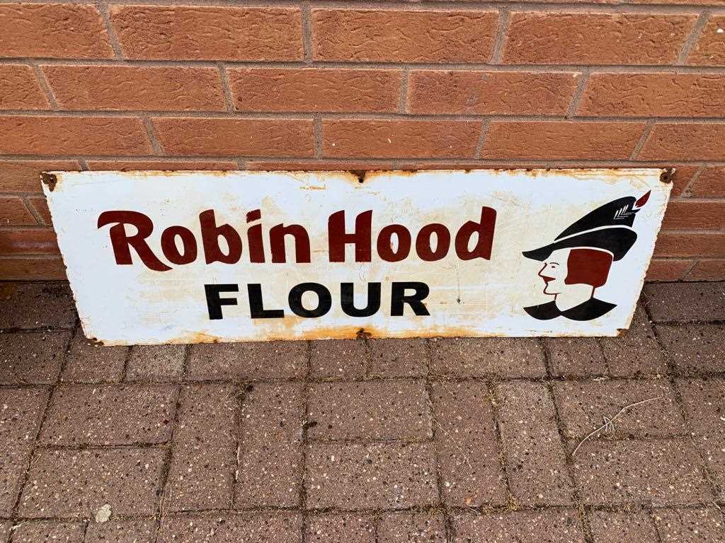 Robin. Shop Sign Lot 68 - ROBIN HOOD FLOUR ENAMEL SIGN