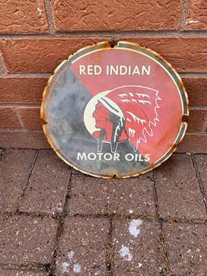 Lot 75 - ROUND RED INDIAN MOTOR OIL SIGN