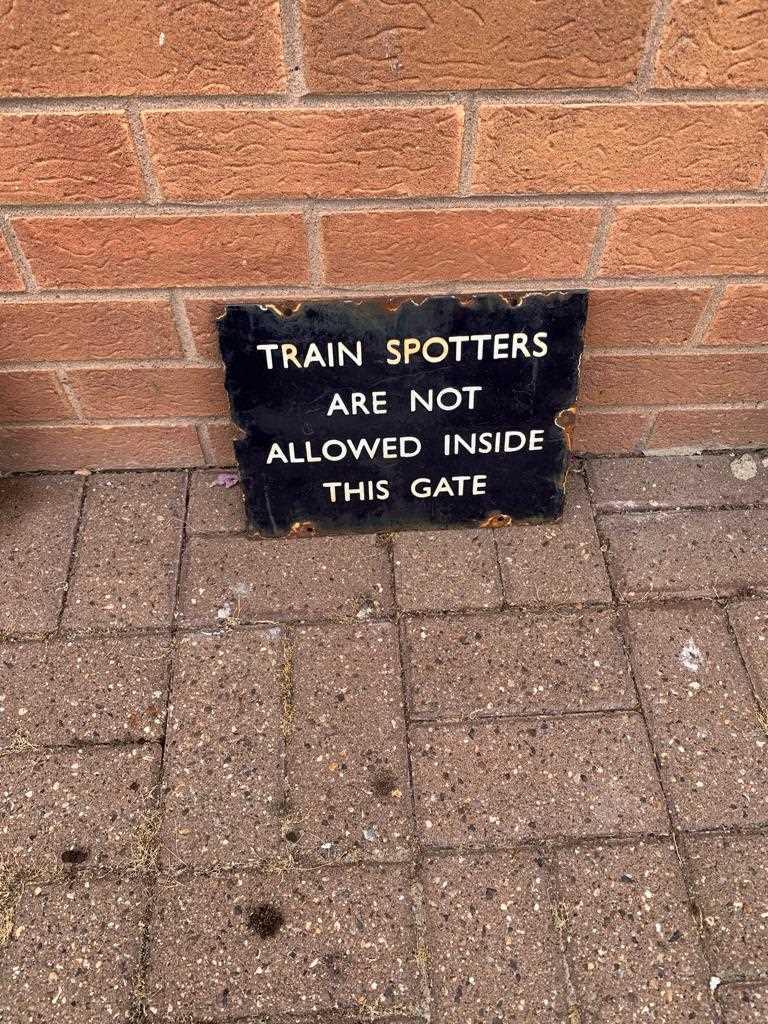 Lot 87 - TRAINSPOTTER ENAMEL SIGN