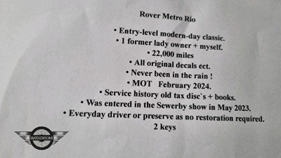 Lot 641 - 1994 ROVER METRO RIO