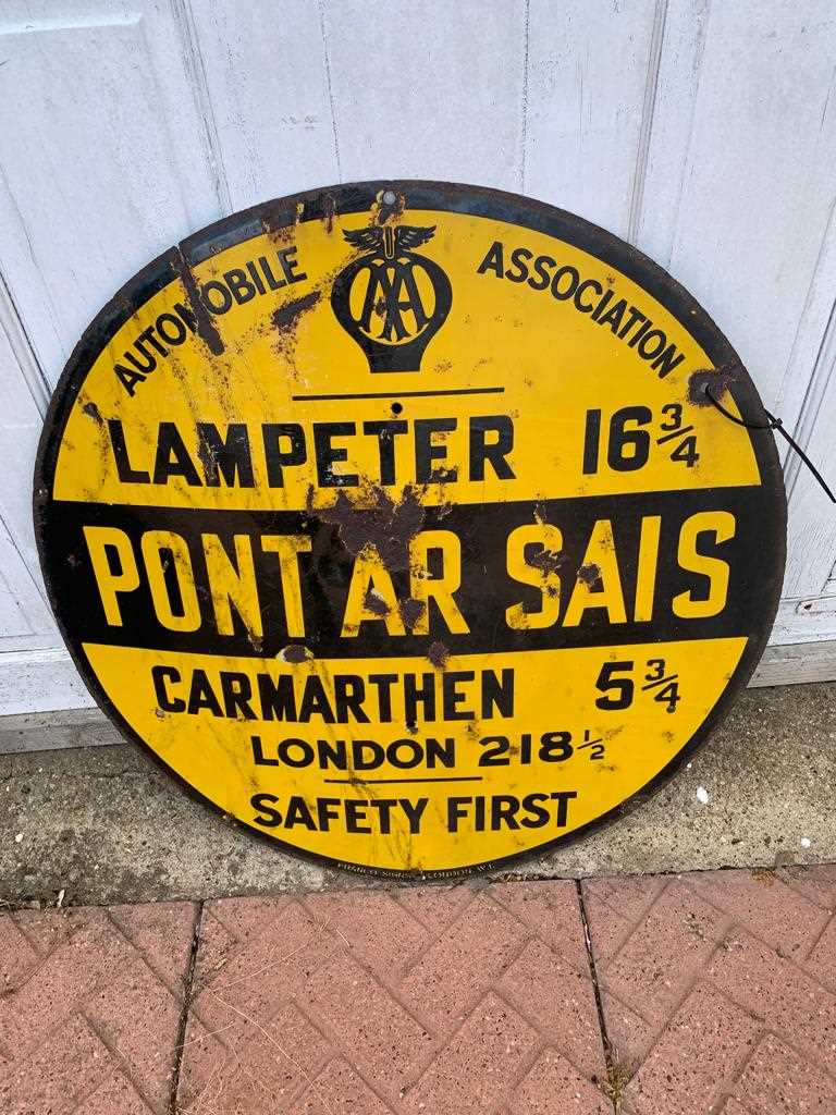 Lot 85 - ROUND AA PONTARSAIS ENAMEL SIGN