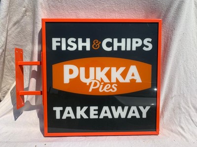 Lot 347 - PUKKA PIES TAKEAWAY HANGING LIGHTUP SIGN