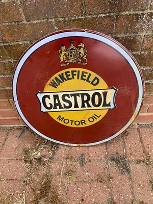 Lot 459 - ENAMEL ROUND CASTROL SIGN RED