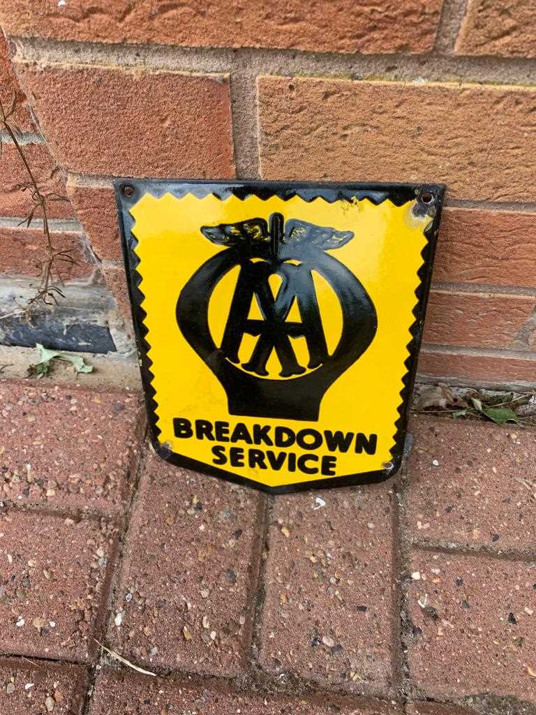 Lot 467 - AA BREAKDOWN SERVICE SMALL ENAMEL SIGN