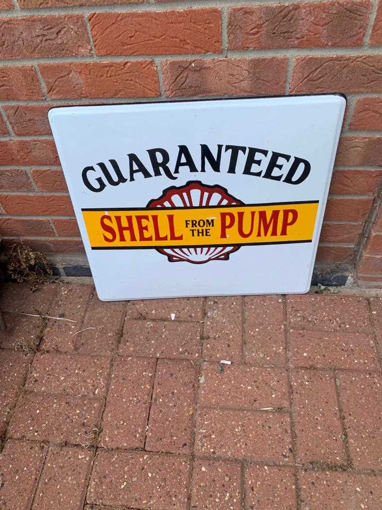 Lot 527 - SHELL FROM THE PUMP GUARANTEED ENAMEL SIGN