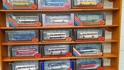 Lot 133 - MODEL BUSES AND DISPLAY SHELVING  ( TO GO TO ALZHEIMER'S CHARITY )