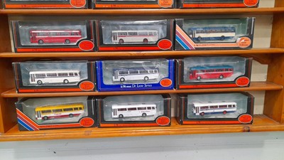 Lot 133 - MODEL BUSES AND DISPLAY SHELVING  ( TO GO TO ALZHEIMER'S CHARITY )