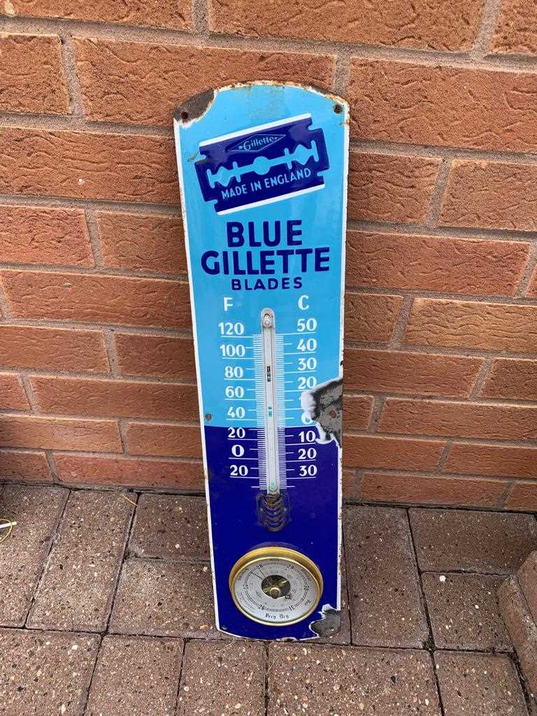 Lot 585 - BLUE GILLETTE BLADES ENAMEL SIGN