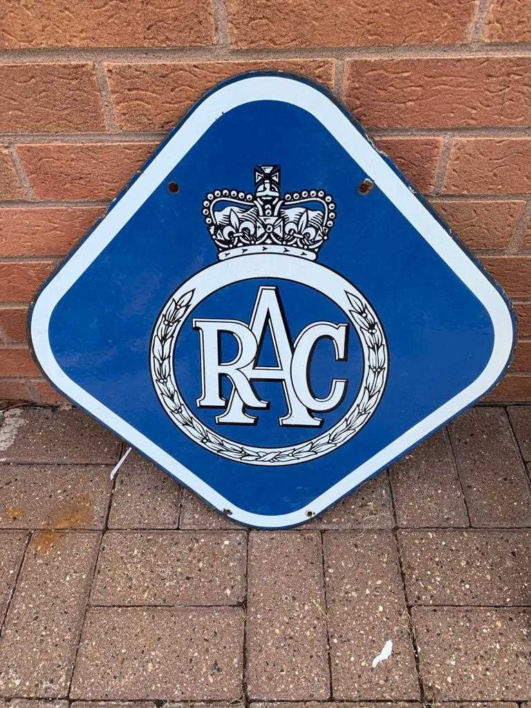 Lot 98 - LARGE RAC DOUBLE SIDED ENAMEL SIGN