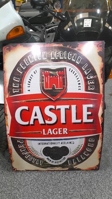 Lot 111 - CASTLE LAGER , METAL , REPRO SIGN 39" X 27"