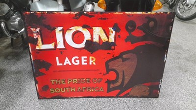 Lot 501 - LION LAGER , METAL , REPRO SIGN 39" X 27"