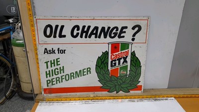 Lot 157 - CASTROL GTX THE HIGH PERFORMANCE OIL CHANGE METAL SIGN 24"X18"