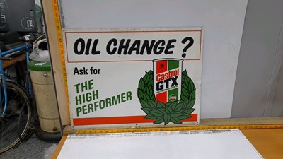 Lot 287 - CASTROL GTX THE HIGH PERFORMANCE OIL CHANGE METAL SIGN 24"X18"