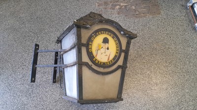 Lot 161 - LARGE VINTAGE TETLEY LANTERN 24" tall 16" square