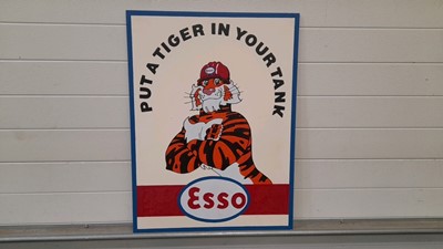 Lot 555 - ESSO PUT A TIGER IN YOUR TANK WOODEN HAND PAINTED SIGN 32" X 24"