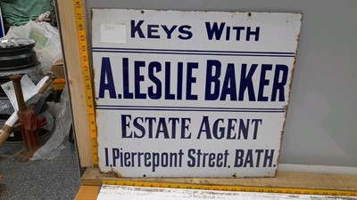 Lot 483 - ESTATE AGENTS ENAMEL SIGN  20" X 18"